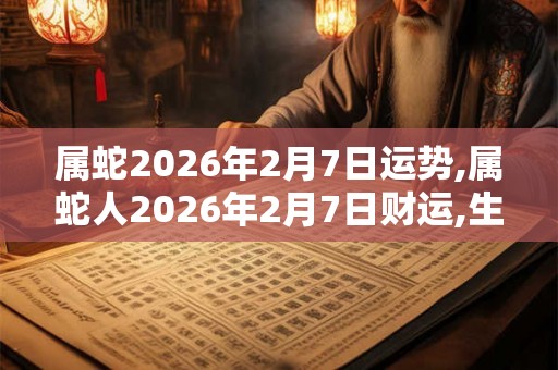 属蛇2026年2月7日运势,属蛇人2026年2月7日财运,生肖蛇2026年2月7日运势