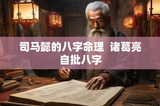 司马懿的八字命理  诸葛亮自批八字