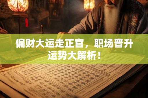 偏财大运走正官,职场晋升运势大解析! 偏财大运走正官,职场晋升运势大解析!