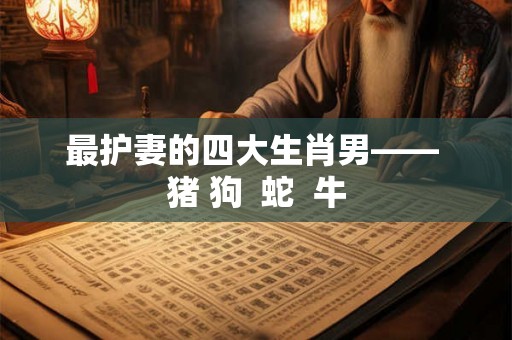 最护妻的四大生肖男—— 猪 狗  蛇  牛