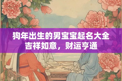狗年出生的男宝宝起名大全吉祥如意，财运亨通