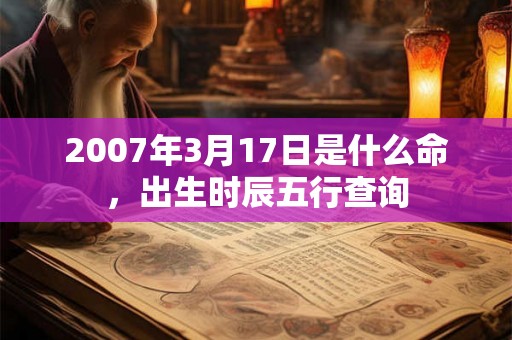 2007年3月17日是什么命,出生时辰五行查询 2007年3月17日是什么命,出生时辰五行查询