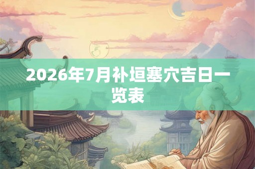 2026年7月补垣塞穴吉日一览表