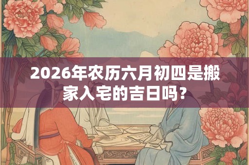 2026年农历六月初四是搬家入宅的吉日吗? 2026年农历六月初四是搬家入宅的吉日吗?