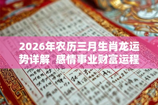 2026年农历三月生肖龙运势详解  感情事业财富运程