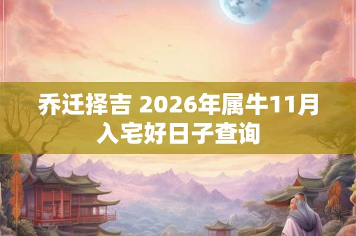 乔迁择吉 2026年属牛11月入宅好日子查询 乔迁择吉 2026年属牛11月入宅好日子查询