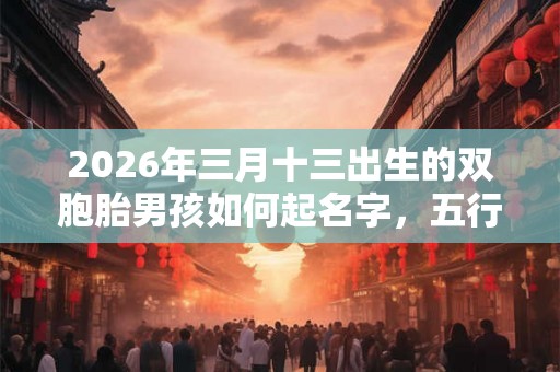 2026年三月十三出生的双胞胎男孩如何起名字，五行属什么