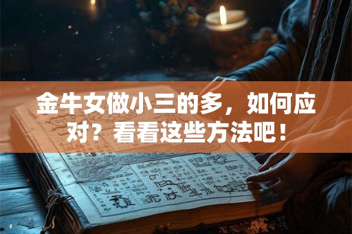 金牛女做小三的多，如何应对？看看这些方法吧！