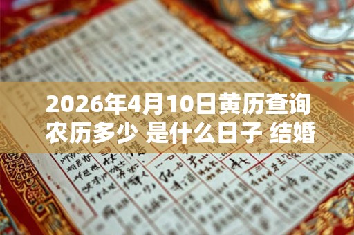 2026年4月10日黄历查询 农历多少 是什么日子 结婚吉时 2026年4月10日黄历查询 农历多少 是什么日子 结婚吉时