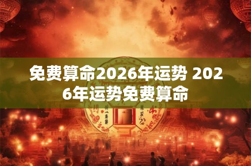 免费算命2026年运势 2026年运势免费算命