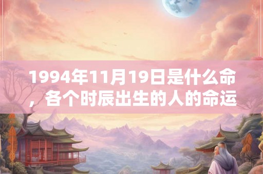1994年11月19日是什么命,各个时辰出生的人的命运 1994年11月19日是什么命,各个时辰出生的人的命运