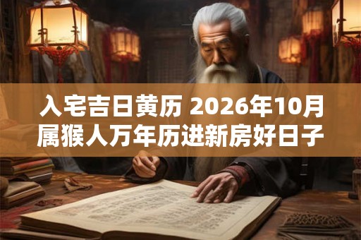 入宅吉日黄历 2026年10月属猴人万年历进新房好日子