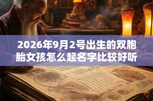 2026年9月2号出生的双胞胎女孩怎么起名字比较好听，五行属什么？