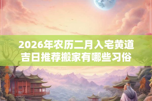 2026年农历二月入宅黄道吉日推荐搬家有哪些习俗