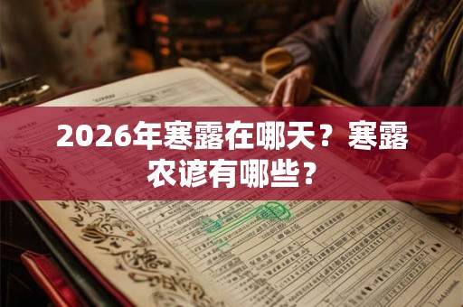 2026年寒露在哪天？寒露农谚有哪些？