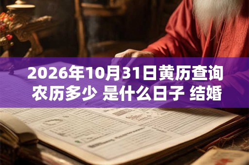 2026年10月31日黄历查询 农历多少 是什么日子 结婚吉时 2026年10月31日黄历查询 农历多少 是什么日子 结婚吉时
