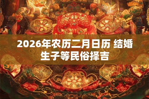 2026年农历二月日历 结婚生子等民俗择吉