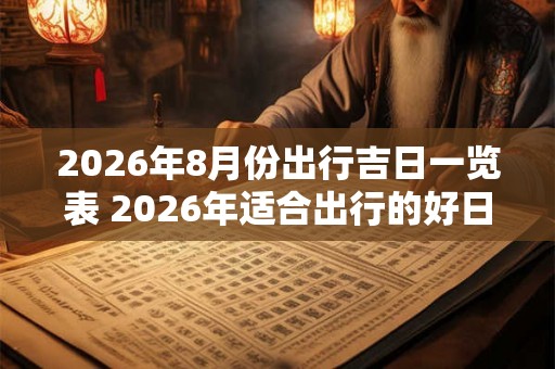 2026年8月份出行吉日一览表 2026年适合出行的好日子