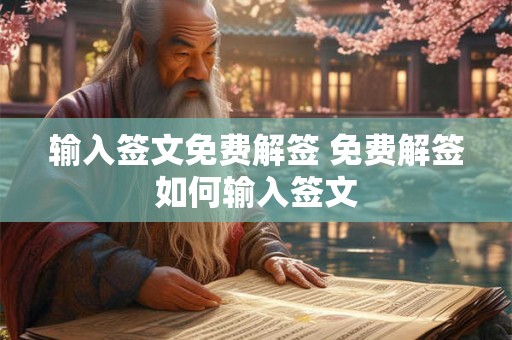 输入签文免费解签 免费解签如何输入签文 输入签文免费解签 免费解签如何输入签文