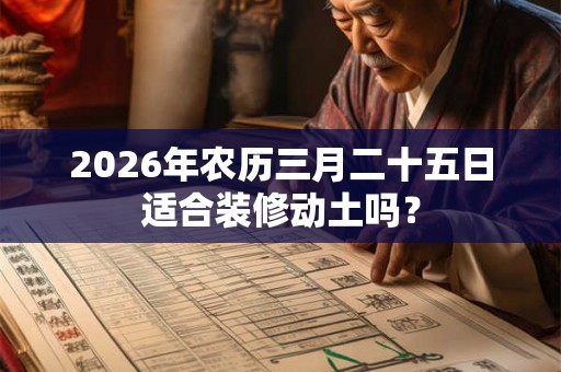 2026年农历三月二十五日适合装修动土吗？