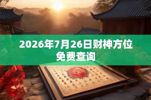 2026年7月26日财神方位免费查询