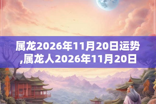 属龙2026年11月20日运势,属龙人2026年11月20日财运,生肖龙2026年11月20日运势