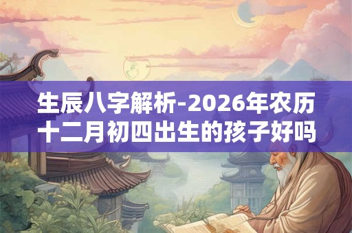 生辰八字解析-2026年农历十二月初四出生的孩子好吗