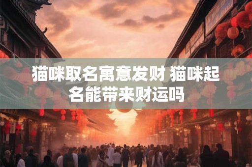 猫咪取名寓意发财 猫咪起名能带来财运吗 猫咪取名寓意发财 猫咪起名能带来财运吗