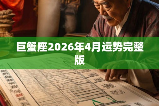 巨蟹座2026年4月运势完整版