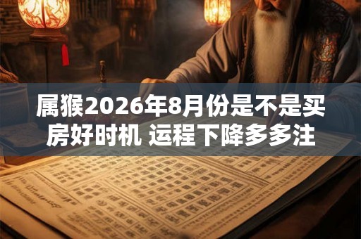 属猴2026年8月份是不是买房好时机 运程下降多多注意