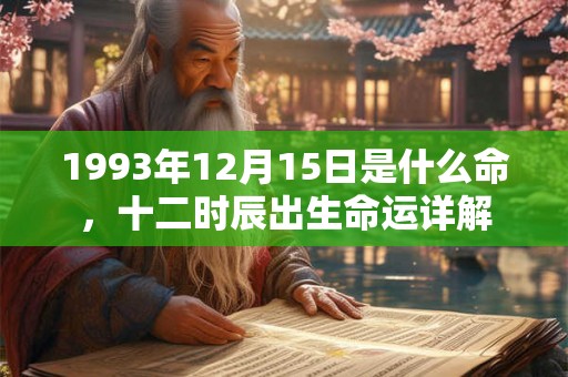 1993年12月15日是什么命，十二时辰出生命运详解