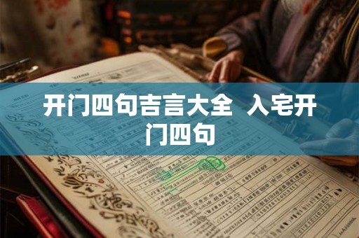 开门四句吉言大全  入宅开门四句