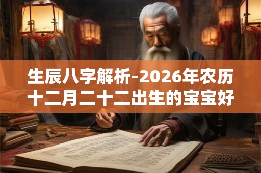 生辰八字解析-2026年农历十二月二十二出生的宝宝好不好