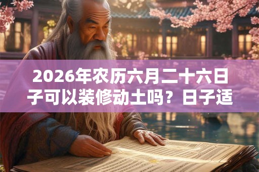 2026年农历六月二十六日子可以装修动土吗？日子适合吗？
