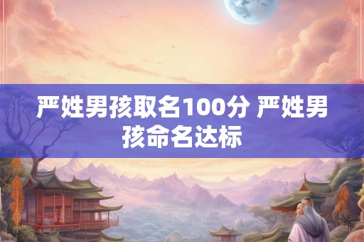 严姓男孩取名100分 严姓男孩命名达标