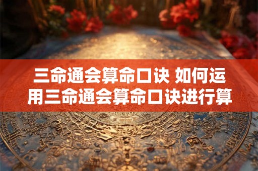 三命通会算命口诀 如何运用三命通会算命口诀进行算命 三命通会算命口诀 如何运用三命通会算命口诀进行算命