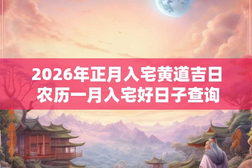 2026年正月入宅黄道吉日 农历一月入宅好日子查询
