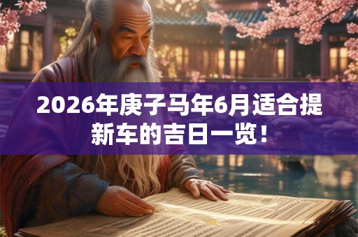 2026年庚子马年6月适合提新车的吉日一览！