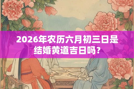 2026年农历六月初三日是结婚黄道吉日吗？