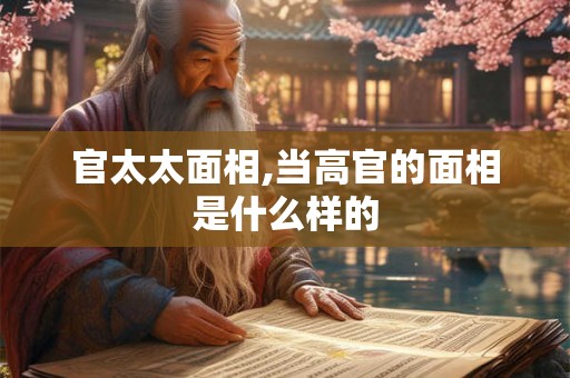 官太太面相,当高官的面相是什么样的