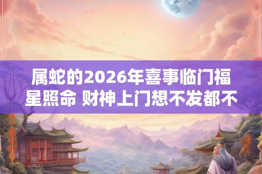 属蛇的2026年喜事临门福星照命 财神上门想不发都不行