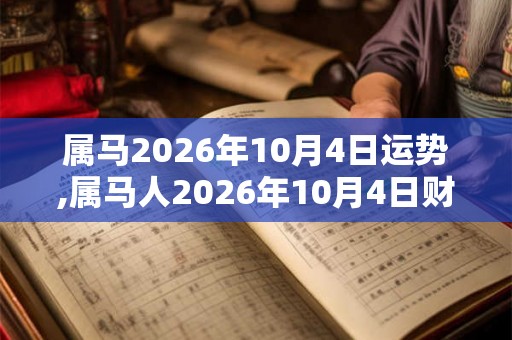 属马2026年10月4日运势,属马人2026年10月4日财运,生肖马2026年10月4日运势