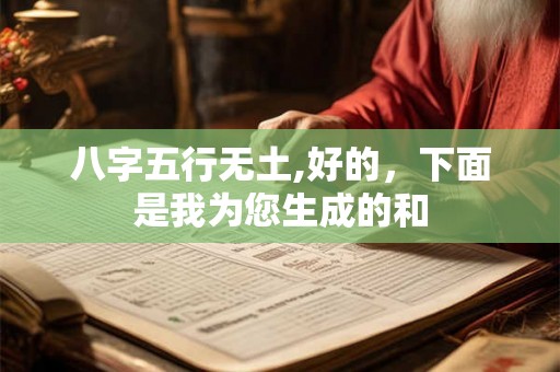 八字五行无土,好的，下面是我为您生成的和