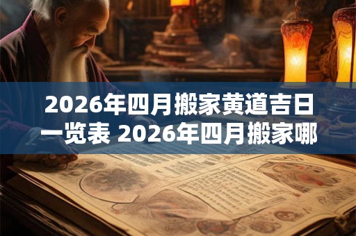 2026年四月搬家黄道吉日一览表 2026年四月搬家哪一天最吉利