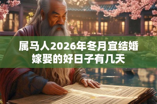 属马人2026年冬月宜结婚嫁娶的好日子有几天