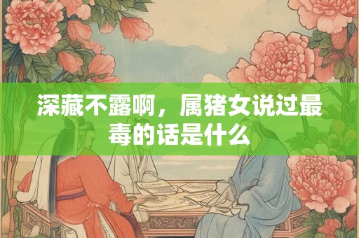 深藏不露啊，属猪女说过最毒的话是什么