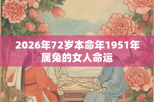 2026年72岁本命年1951年属兔的女人命运