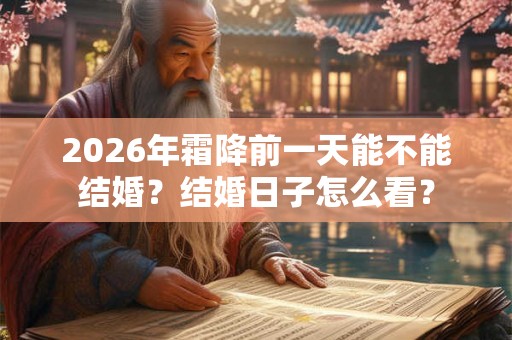 2026年霜降前一天能不能结婚？结婚日子怎么看？