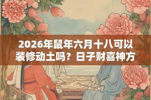 2026年鼠年六月十八可以装修动土吗？日子财喜神方位？