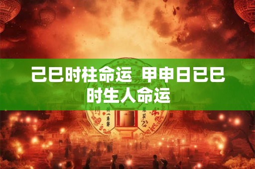 己巳时柱命运  甲申日已巳时生人命运